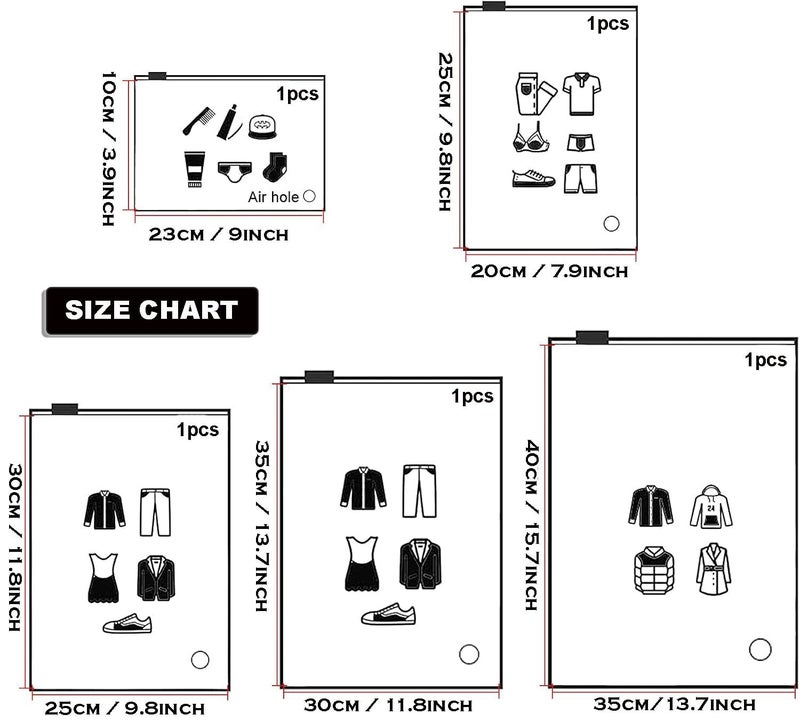 LUVINA Plastic Packaging Bag Set, Frosted Zipper Bag for Clothe, Travel Bag For Shoes Cosmetic Jewellery Tolitary School Trip| Zip Lock Bag with Air Vent Hole, Multipurpose Storage Pouch (1 Set) - Image 2