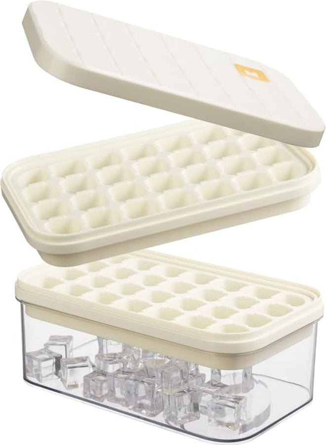 YelaJoy Ice Cube Tray with Lid&Bin, 2 trays and Ice Cube Mold with 56 Cubes, Stackable Ice Trays for Freezer with Easy-Release Silicone Bottom, for Drinks, Coffee, cocktail (White) - Image 1