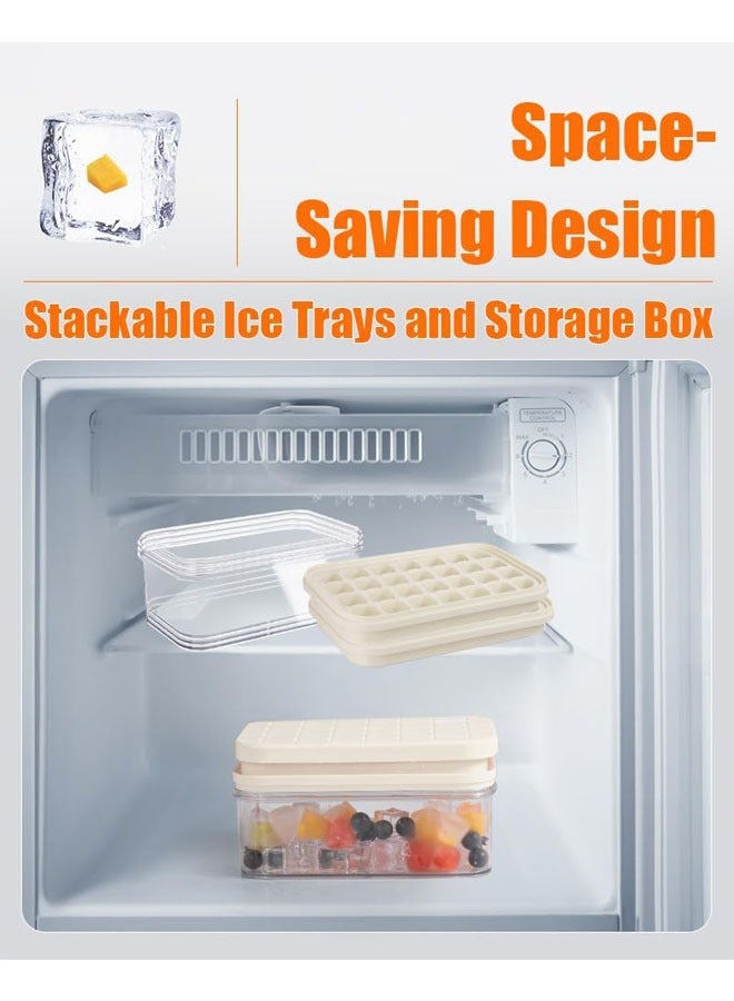 YelaJoy Ice Cube Tray with Lid&Bin, 2 trays and Ice Cube Mold with 56 Cubes, Stackable Ice Trays for Freezer with Easy-Release Silicone Bottom, for Drinks, Coffee, cocktail (White) - Image 3