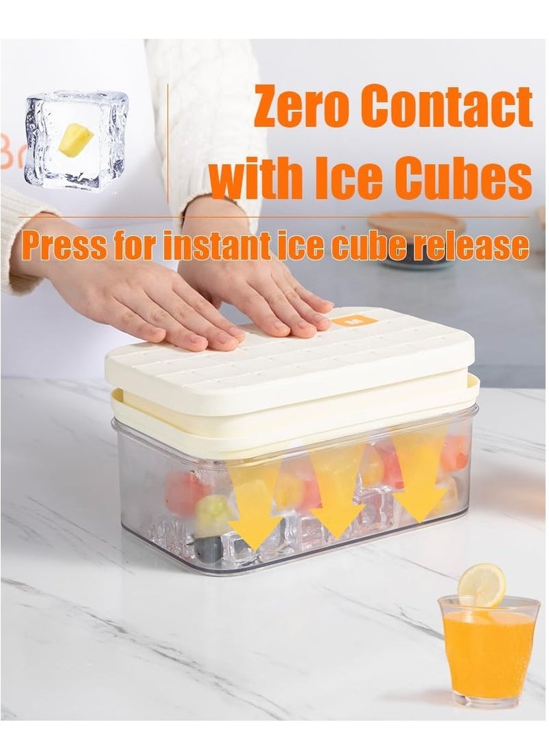 YelaJoy Ice Cube Tray with Lid&Bin, 2 trays and Ice Cube Mold with 56 Cubes, Stackable Ice Trays for Freezer with Easy-Release Silicone Bottom, for Drinks, Coffee, cocktail (White) - Image 2