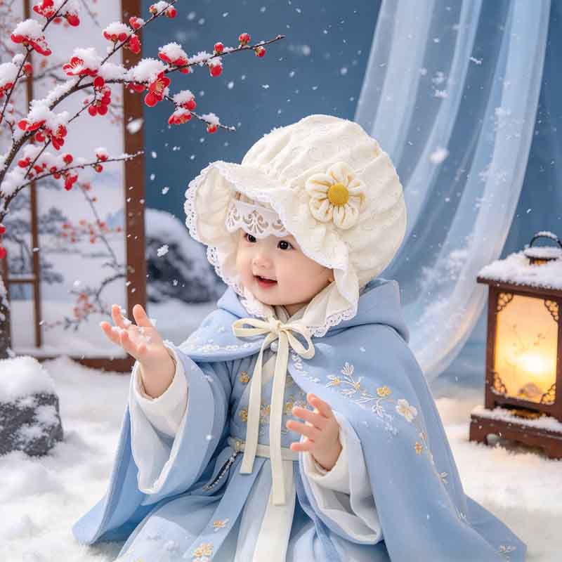 قبعة شمسية صيفية للرضع من الفتيات بتصميم فيونكة ودانتيل وحافة عريضة مسامية - Image 5