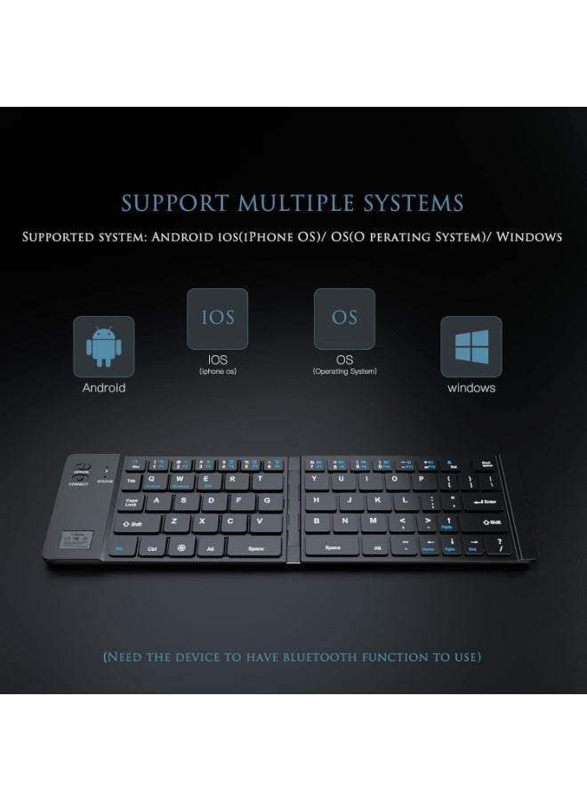 Salab Two-Fold Portable Mini Bluetooth Keyboard – Universal Folding Keyboard for iOS, Android & Windows | Rechargeable, Lightweight, Slim & Compact Design | Quiet Keys for Office, Travel & Mobile Typing | Built-in Charging Indicator Light - Image 2
