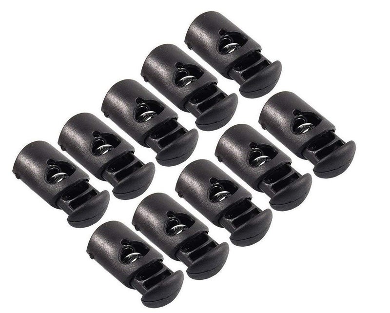 ADD GEAR Drawstring Stopper Cord Lock Black Plastic Toggle Stopper for Shoelace Paracord Drawstrings Bags Clothing Strings
