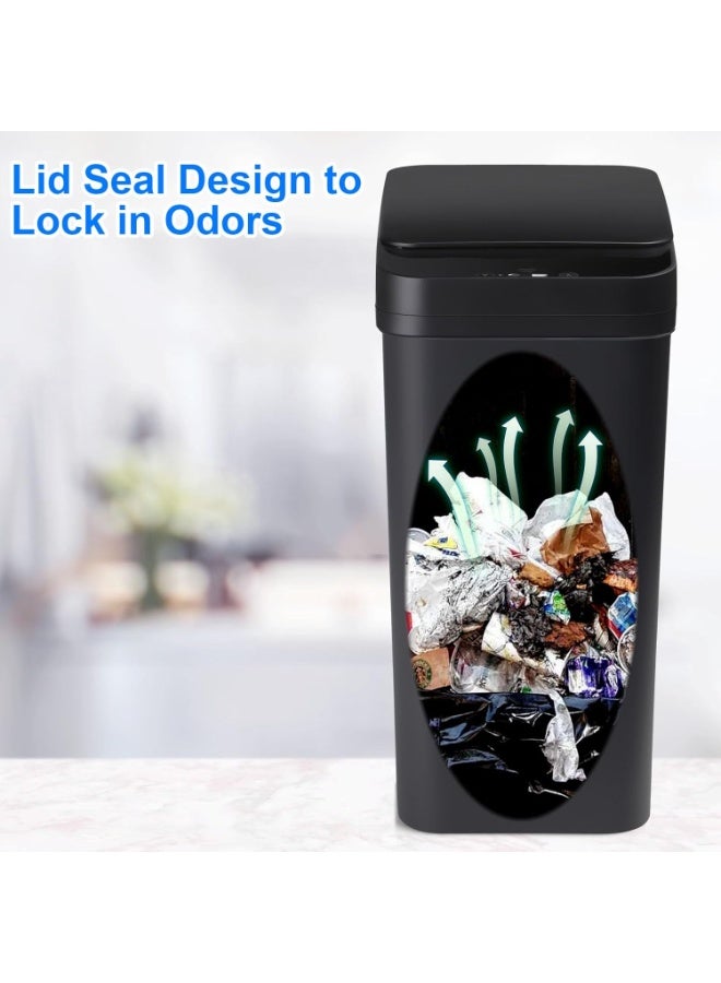 روك بو سلة المهملات الاستقرائية الذكية يمكن أن تكون سلة مهملات الحمام بدون لمس مع مستشعر حركة الغطاء صندوق قمامة مقاوم للماء 12 لتر سلة مهملات أوتوماتيكية صغيرة ضيقة لمرحاض مكتب غرفة النوم والمطبخ - Image 4