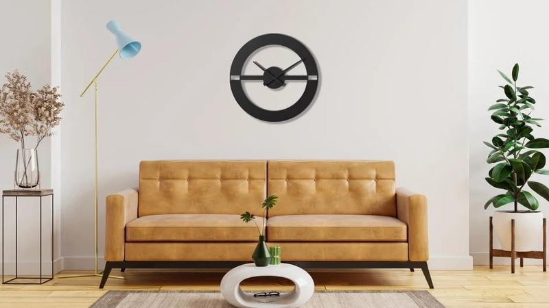 DECORILA ساعة حائط معدنية أنيقة من ديكورلا لغرفة المعيشة - ساعة حائط عتيقة كبيرة الحجم حديثة لغرفة النوم المكتب المطبخ القاعة ديكور المنزل 40 سم باللون الأسود DA30 - Image 5