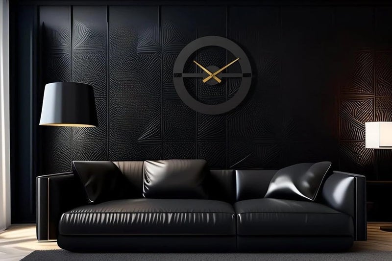 DECORILA ساعة حائط معدنية أنيقة من ديكورلا لغرفة المعيشة - ساعة حائط عتيقة كبيرة الحجم حديثة لغرفة النوم المكتب المطبخ القاعة ديكور المنزل 40 سم باللون الأسود DA30 - Image 4