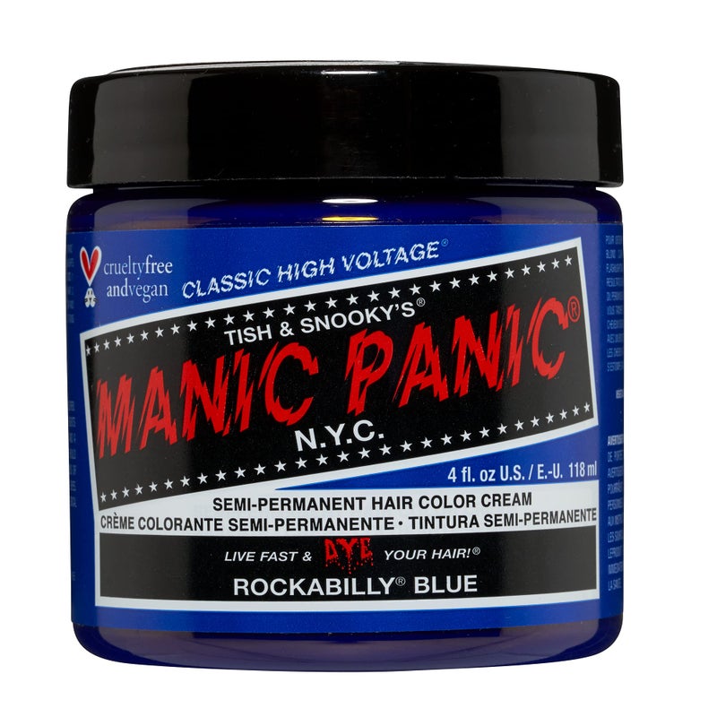 Manic Panic MANIC PANIC Rockabilly Blue Hair Dye - Classic High Voltage - Semi Permanent True Neutral Blue Hair Color - Vegan, PPD And Ammonia Free (4oz) 