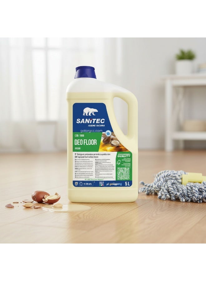 SANITEC DEO FLOOR Concentrated Hard-Surface Cleaner & Odor Eliminator | Powerful Degreaser | Molecular Odor Neutralizer | No-Rinse Formula | Low-Foam | Safe for Manual & Automatic Use | Origin Italy | Argan Scent | 5L - Image 4