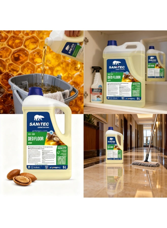 SANITEC DEO FLOOR Concentrated Hard-Surface Cleaner & Odor Eliminator | Powerful Degreaser | Molecular Odor Neutralizer | No-Rinse Formula | Low-Foam | Safe for Manual & Automatic Use | Origin Italy | Argan Scent | 5L - Image 3
