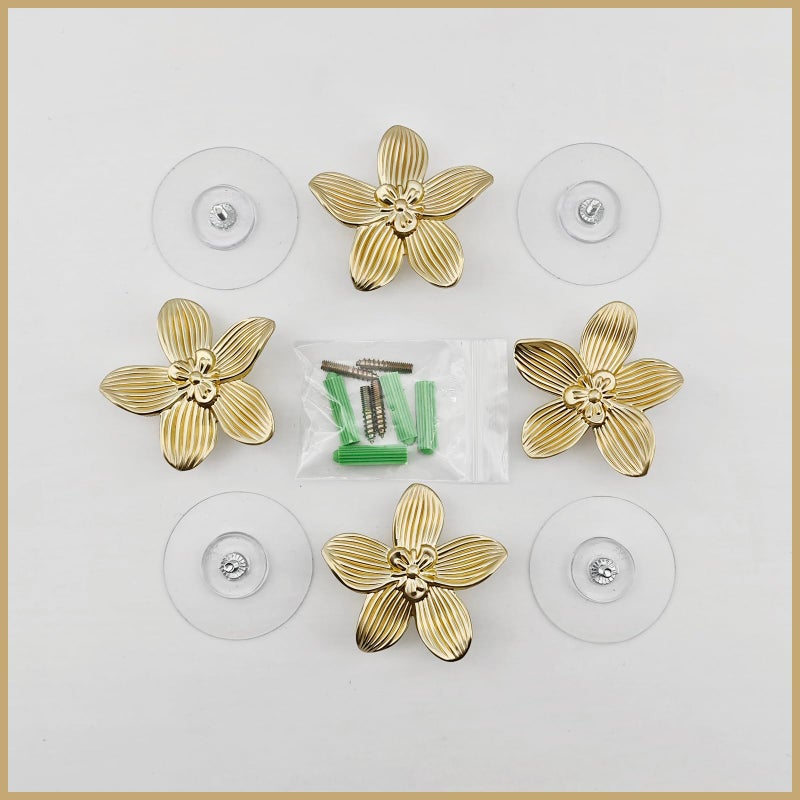 YEMCHI 4 Pack Gold Decorative Flower Wall Hooks with Self Adhesive, Brushed Brass Towel Coat Purse Backpack Screw-in Wall Hangers, Zinc Petal Door Hook for Bathroom Shower Kitchen (4 Flower) - Image 3