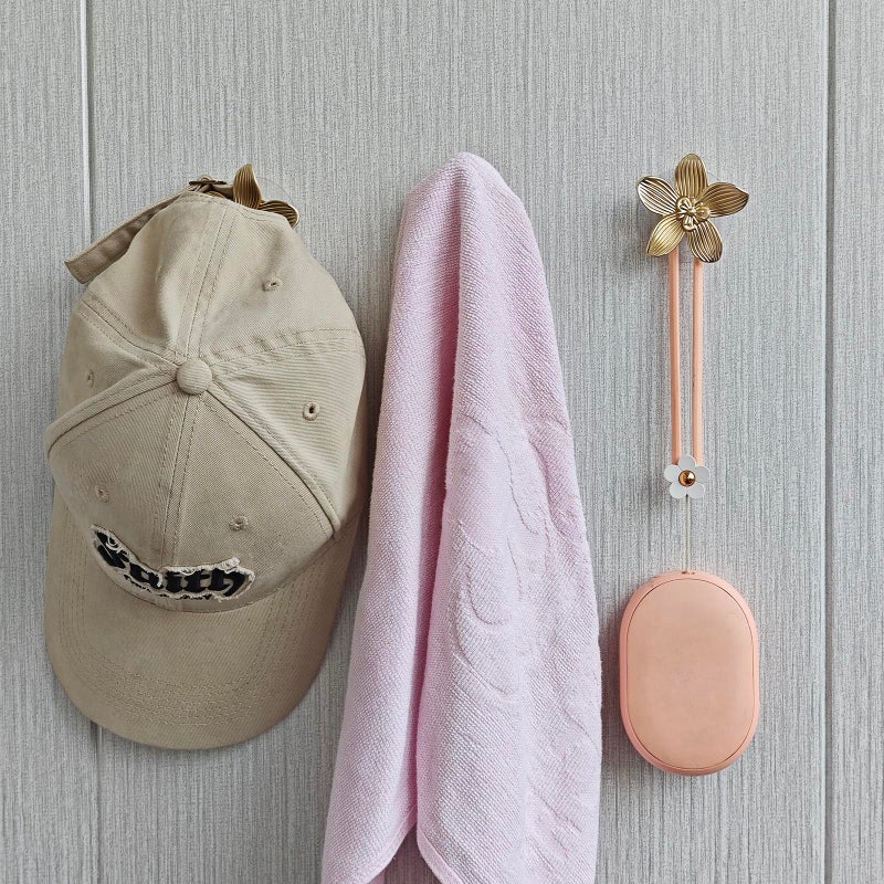 YEMCHI 4 Pack Gold Decorative Flower Wall Hooks with Self Adhesive, Brushed Brass Towel Coat Purse Backpack Screw-in Wall Hangers, Zinc Petal Door Hook for Bathroom Shower Kitchen (4 Flower) - Image 5