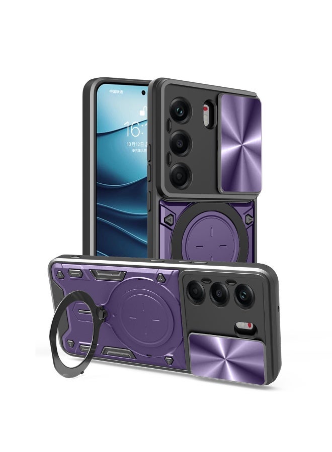 لـ TECNO Camon 40 Pro 5G Case, غطاء عدسة الكاميرا الشريحة, حامل الحلقة المغناطيسية حالة الهاتف الوقائي لـ TECNO Camon 40 Pro 5G, أرجواني