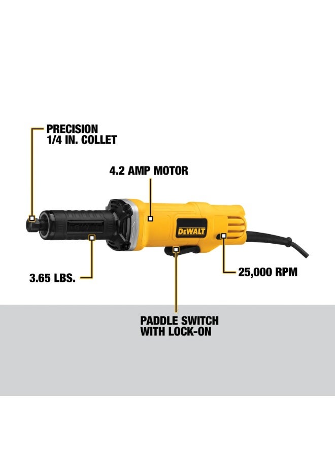 DEWALT 1-1/2 Inch Die Grinder 4.2 Amp – DWE4887N Corded Electric Power Tool, 40mm Straight Grinder with No-Lock Paddle Switch, 25000 RPM, AC/DC Compatible - Image 3
