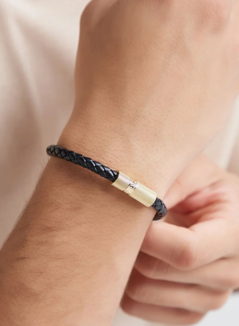 GUESS Casual Leather Round Screw Jack Bracelet