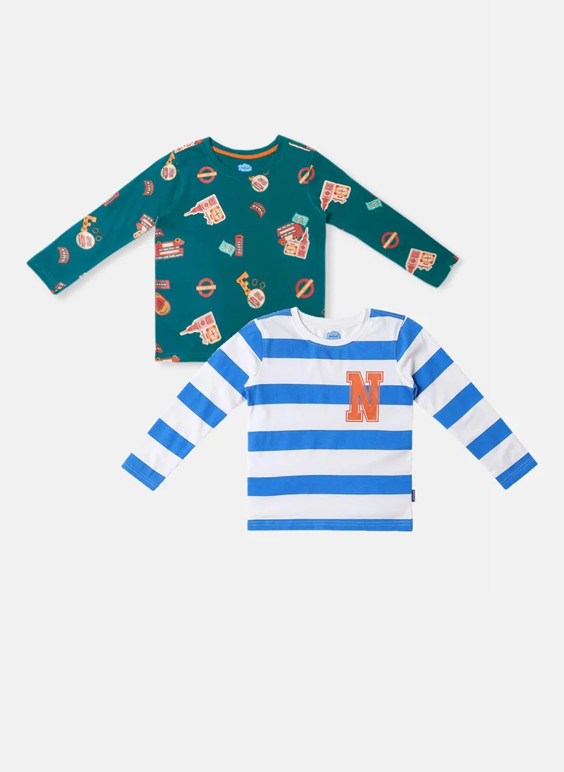 Nautinati Nautinati Boys Cotton Pack of 2 Printed T-shirt