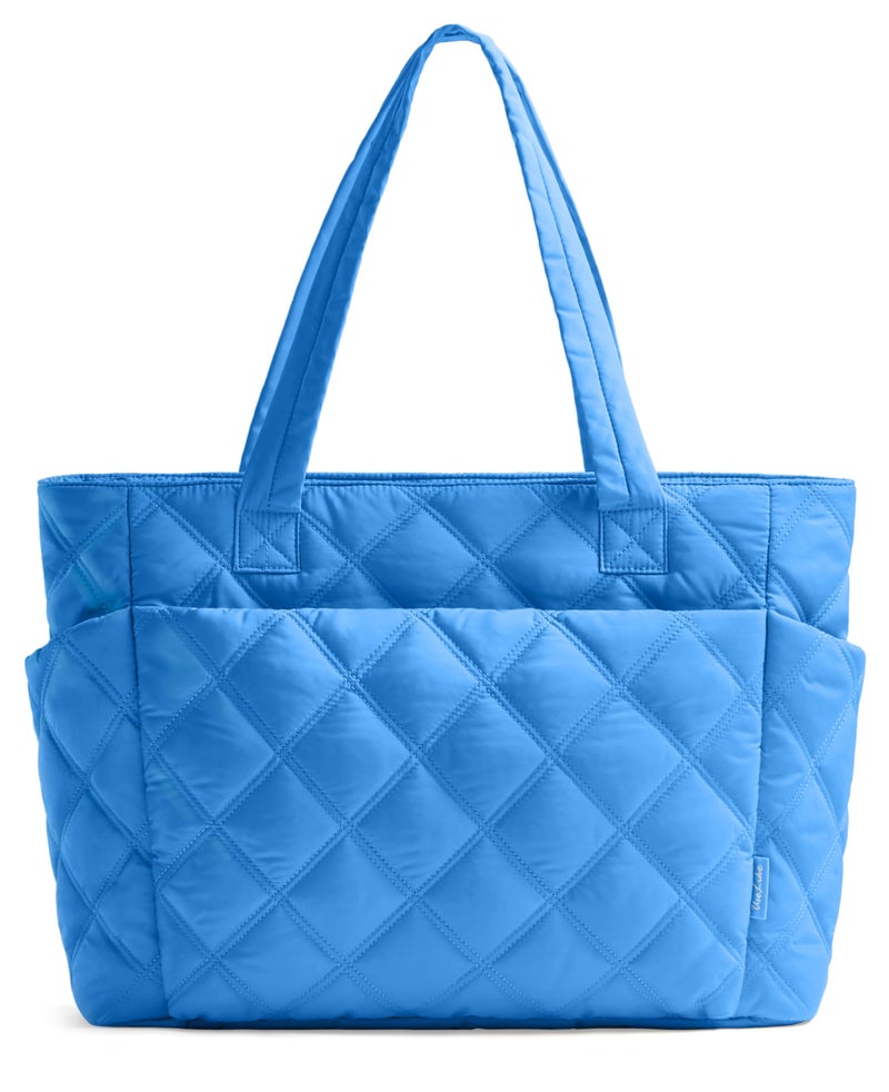 Uselike Tote Bag for Women, Lightweight Puffer Tote Work Bags with Compartments for Travel, Quilted Shoulder Bag with Zipper (Blue) - Image 1