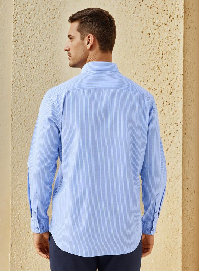 سبلاش فيڤ قميص مقلم بياقة وأكمام طويلة بقصة عادية - Image 3