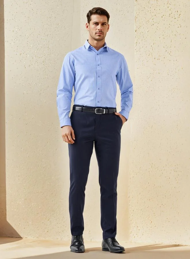 Splash FAV Regular Fit Striped Collared Shirt with Long Sleeves