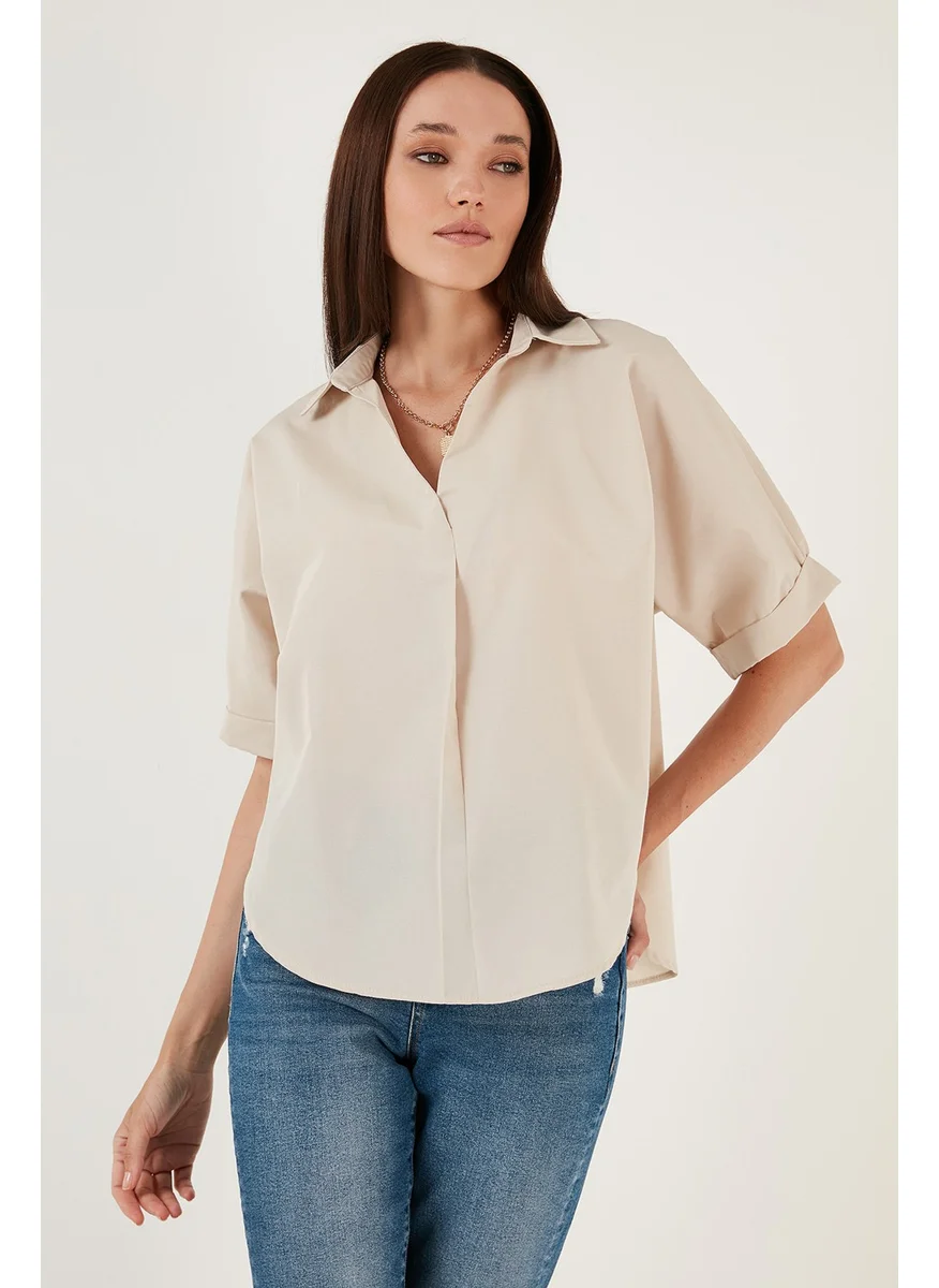 ليلا Cotton Oversize Short Sleeve Shirt Women's Shirt 6234759