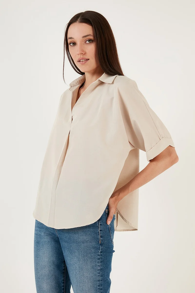 Lela Cotton Oversize Short Sleeve Shirt Women's Shirt 6234759