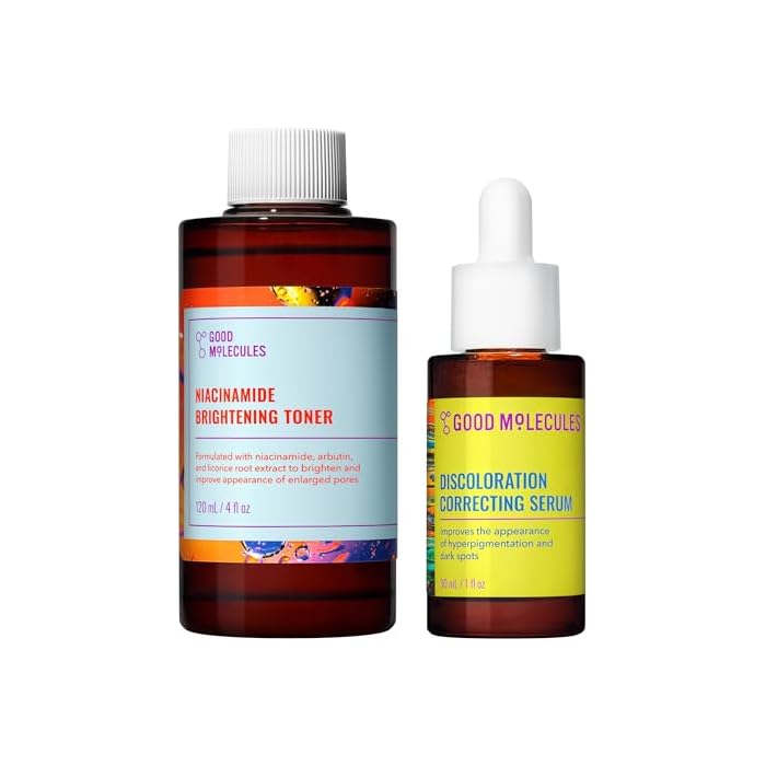 Good Molecules Blemish Scar & Discoloration Set, Niacinamide Brightening Toner 120ml, Discoloration Correcting Serum 30ml, 2-Step Skincare Kit