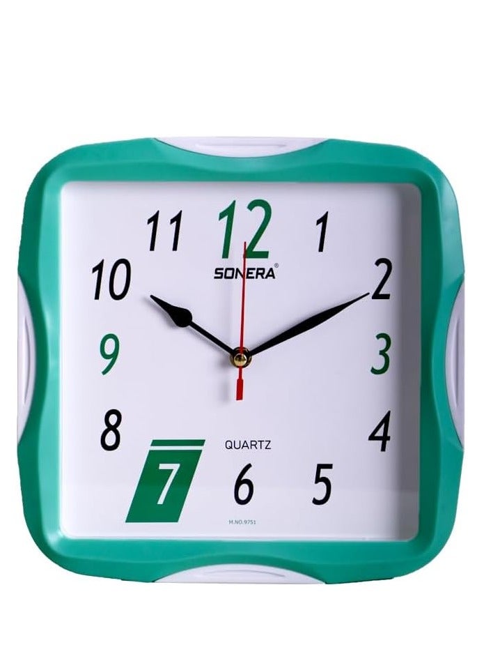 Sonera Wall Clock -9751-Analog -Quartz -Green With White Color - Image 1