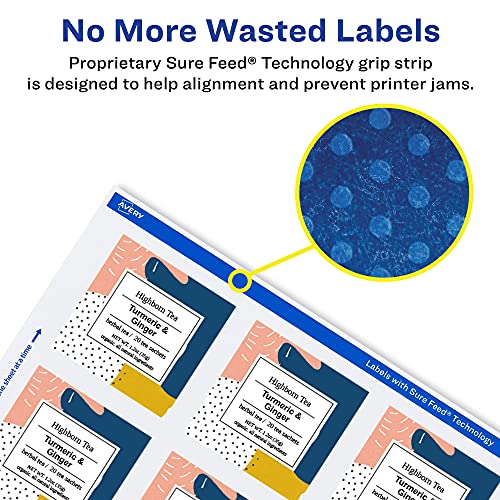 Avery Matte White Square Labels, Sure Feed Technology, 2" x 2", 600 Matte White Printable Labels - Image 4