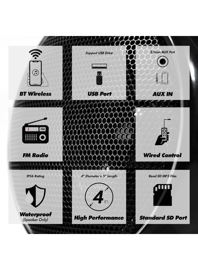 GoHawk TN4-Q 1000W 4 Channel Amplifier 4" Full-Range Waterproof Bluetooth Motorcycle Stereo Speakers Audio System AUX USB SD Radio for 1-1.5" Handlebar Harley Touring Cruiser ATV - Image 2