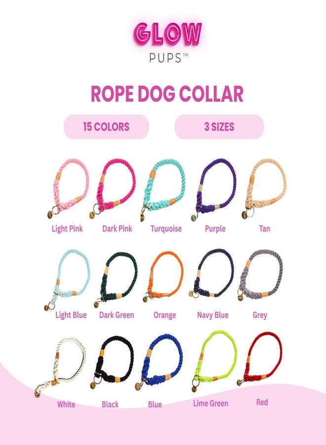 Glow Pups طوق كلاب Glow Pups المصنوع من الحبل، مناسب للكلاب متوسطة الحجم، مصنوع يدويًا من الحبل، أنيق ومتين وقابل للتعديل، لون بني فاتح. - Image 3