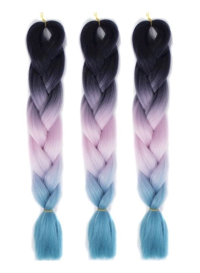 NIBEMINENT 3 Piece Braiding Synthetic Hair Extensions Wig Set Multi Color