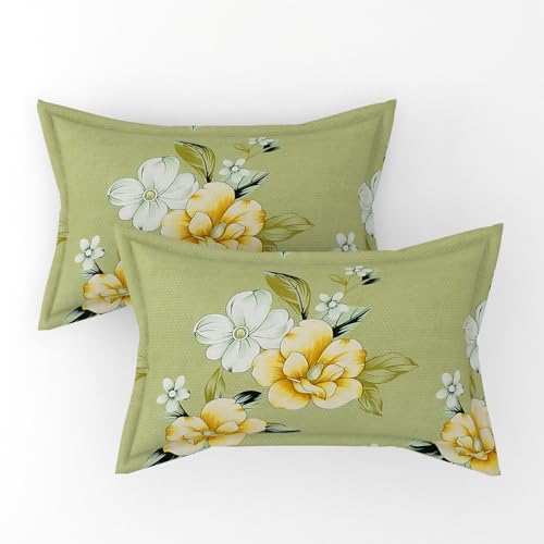 CB HOME Glace Cotton Fitted King Size Bedsheet for Double Bed with 2 Pillow Covers 72x78x8'' All Round Elastic (Print 8, Floral & Traditional King) - Image 5