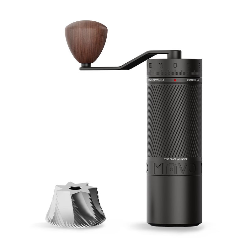 MAVO Manual Coffee Grinder, Phantox Pro Burr Coffee Grinder, Professional 45mm Stainless Steel Grinding Core, Capacity 30g, 120 Clicks Adjustment, Hand Coffee Grinder for Espresso, Pour Over, Black - Image 1