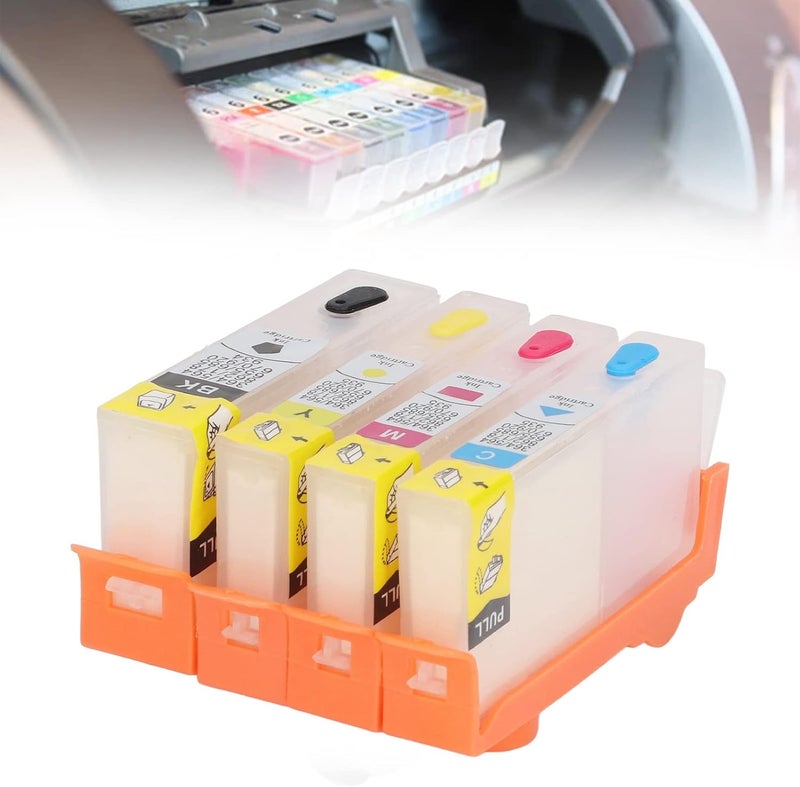 klarako Ink Cartridge, Anti Leakage Odorless Permanent Chip PP Ink Cartridge Replacement 4 Colors for Printing (670) - Image 2