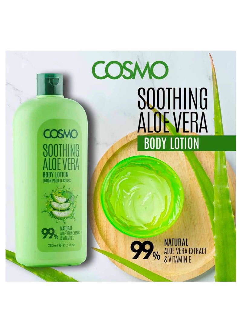 COSMO - Soothing Aloe Vera Body Lotion Natural Aloe Vera Extract And Vitamin E 750 Ml - Image 1
