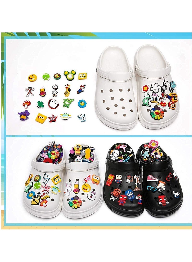 Excefore Shoe Decoration Charms, 100 PCS Cute Shoe Charms + 5 PCS Wristband, Different Shapes, Hole Hole Shoes Buckle, Wristband Bracelet Decoration & Charms Party Gift for Kids - Image 4