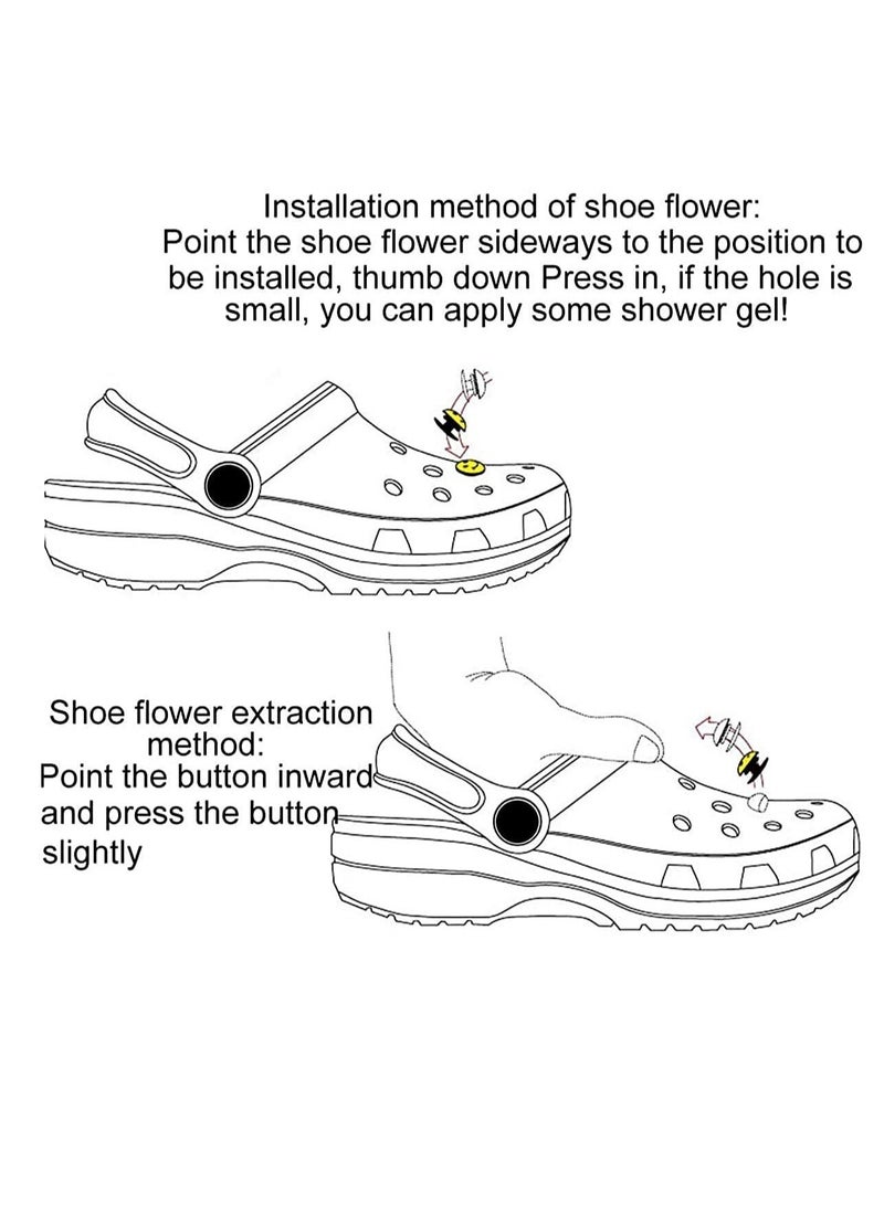 Excefore Shoe Decoration Charms, 100 PCS Cute Shoe Charms + 5 PCS Wristband, Different Shapes, Hole Hole Shoes Buckle, Wristband Bracelet Decoration & Charms Party Gift for Kids - Image 5