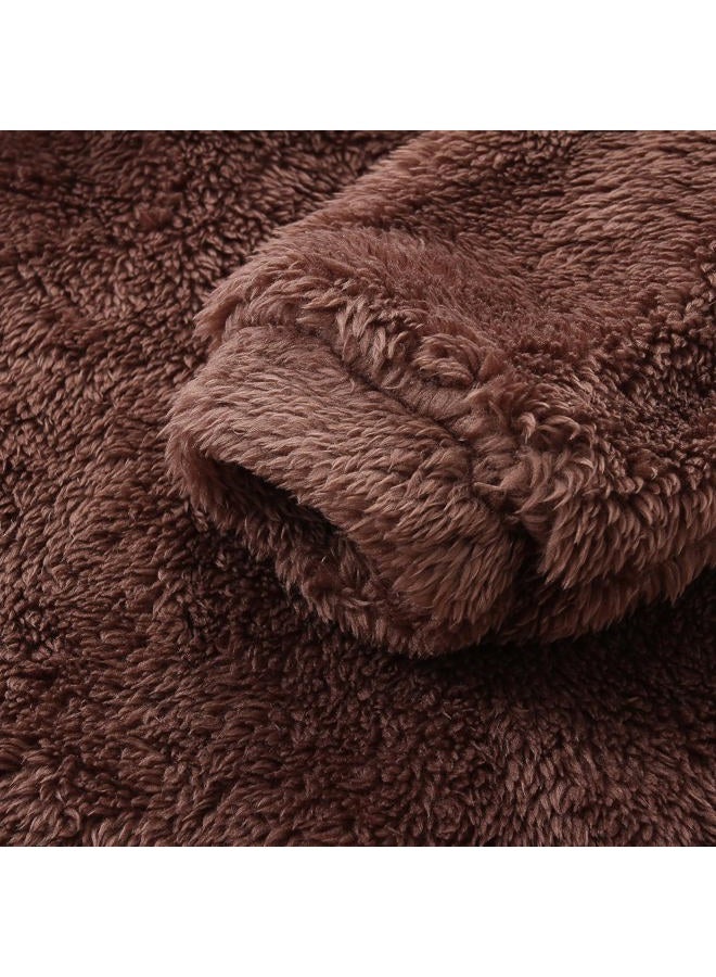 Hikido Fluffy Snug Pants Sets Outfit 1-5T Toddler Cute Fall Winter Pullover Clothes, Brown, (18-24)months - Image 5