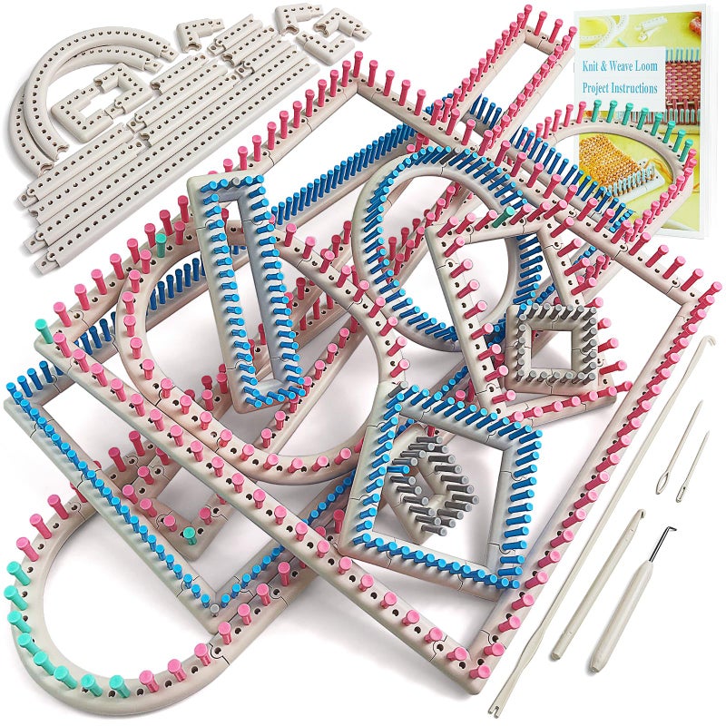 UCDRMA Upgraded Large Adjustable Loom Knitting Kit with Removablepegs Up to 132 Sizes Shapes Weaving Knitting Loom for BlanketsScarvesHats Beginners Infinity Crochet Loom Kit with Instructions - Image 2