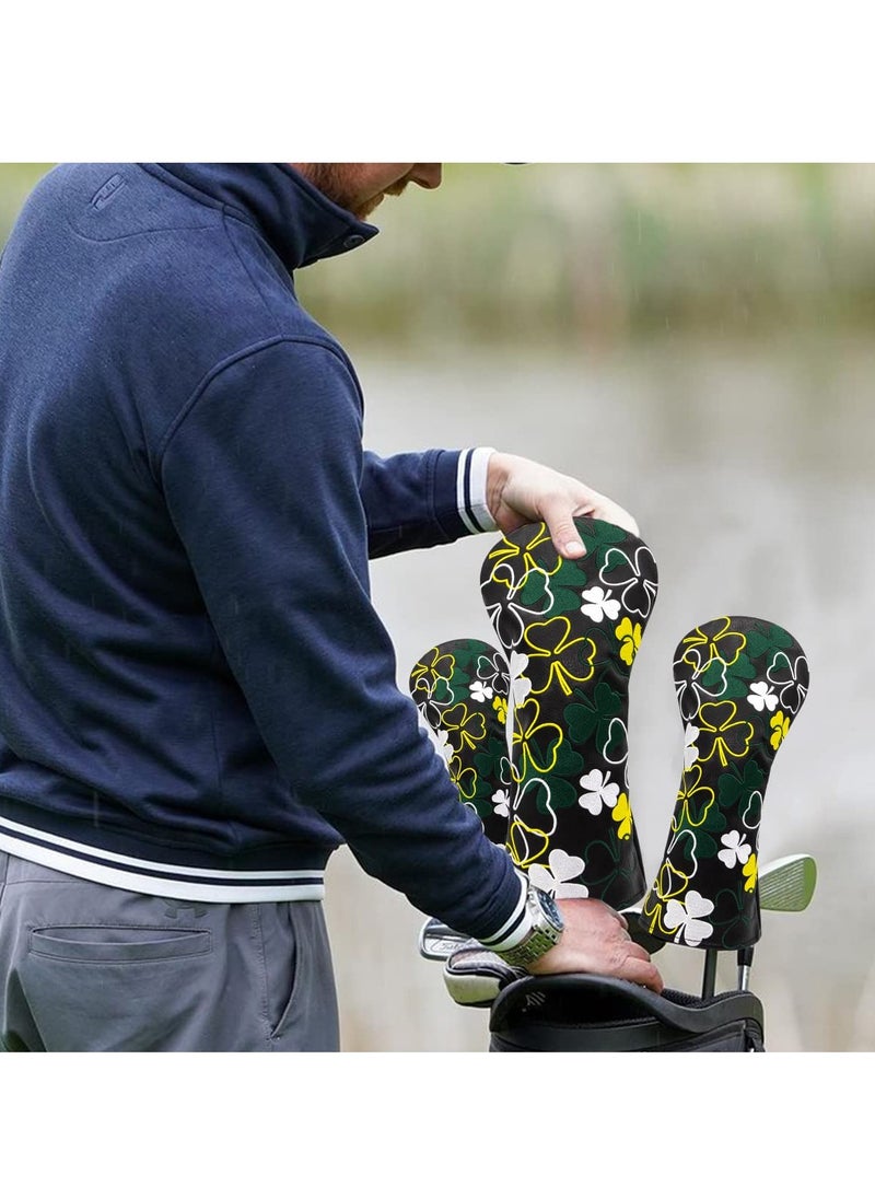 Generic - Golf Club Head Covers, Lucky Clover Golf Head Cover Club Headcover for Drivers Fairway Woods Hybrid Fit Oversized Club Men Women - Image 1