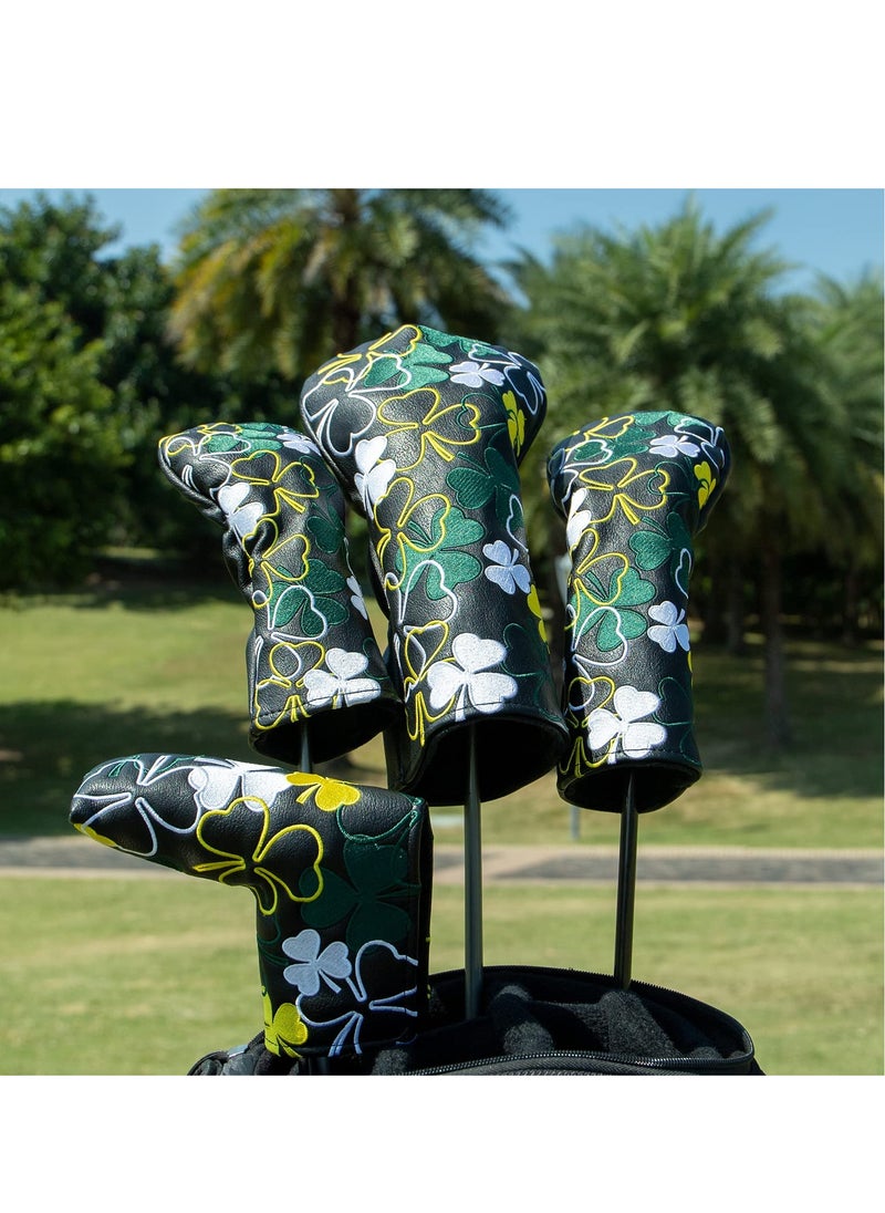 Generic - Golf Club Head Covers, Lucky Clover Golf Head Cover Club Headcover for Drivers Fairway Woods Hybrid Fit Oversized Club Men Women - Image 1