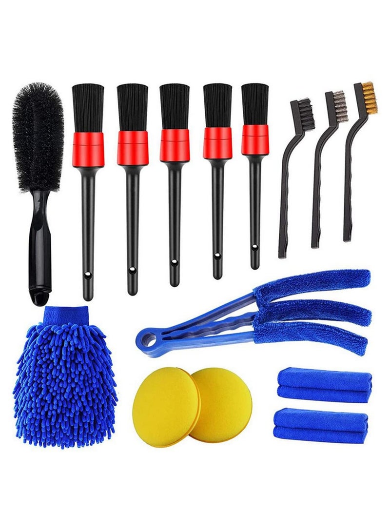 15pcs Car Cleaning Brush Set Car Wheel Brush Cleaning Kit Dashboard Accessories Air Outlet Cleaning Brush Beauty Brush Auto Detailing Tools Interior Exterior Cleaning Brushes for Cars - Image 1