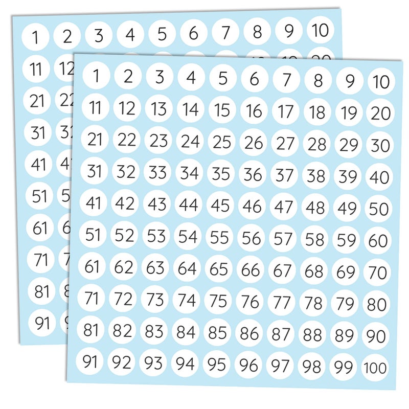 TownStix 25 ورقة ملصقات أرقام من 1 إلى 100 04 دائري عبوة من 2500
