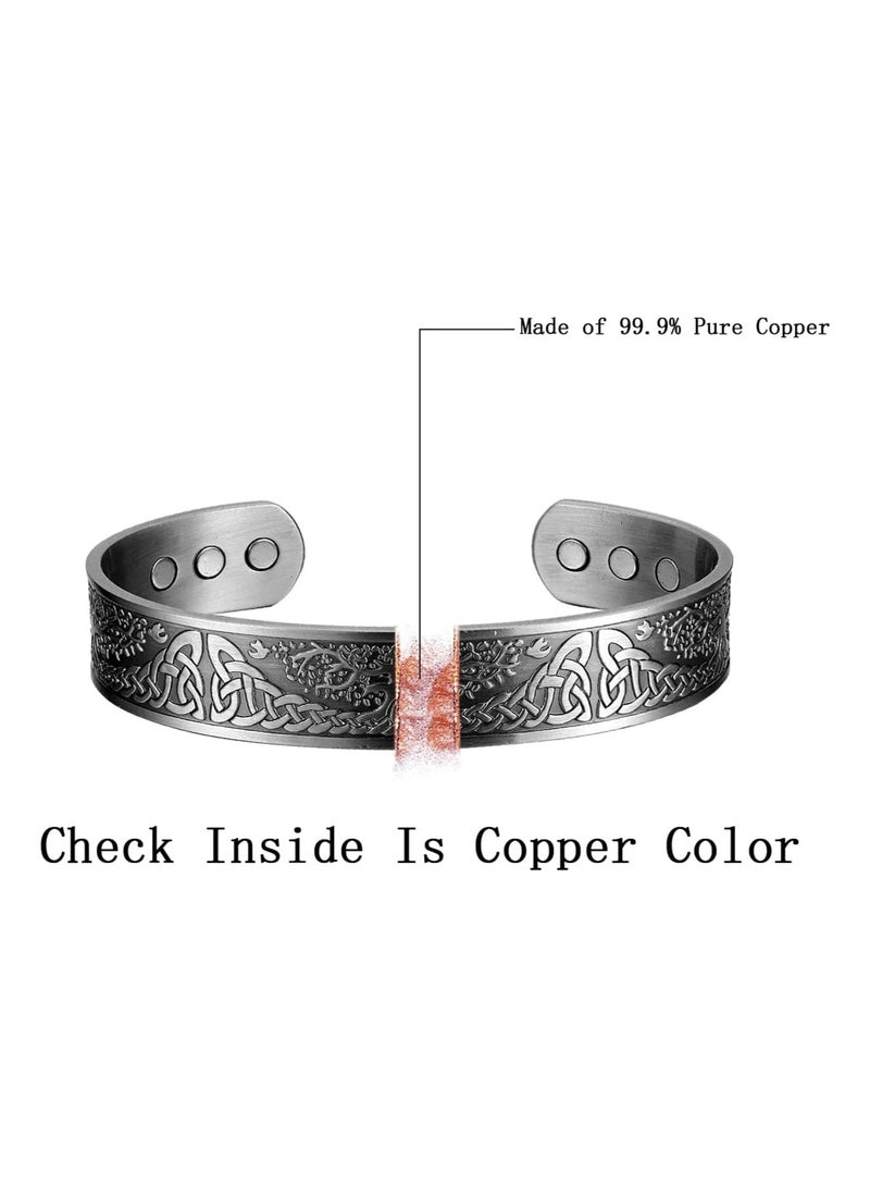 Bukela Copper Bracelet for Men Tree of Life Magnetic Therapy Viking Jewelry 7.5inches Adjustable - Image 5