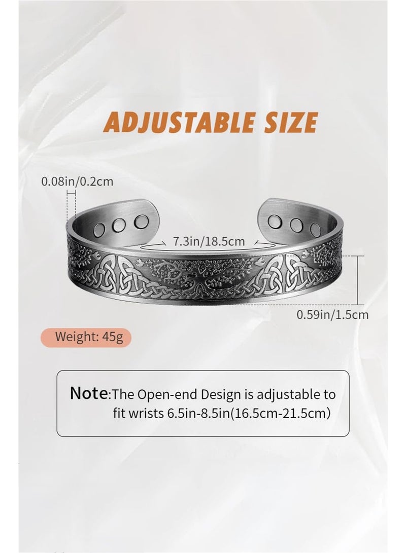 Bukela Copper Bracelet for Men Tree of Life Magnetic Therapy Viking Jewelry 7.5inches Adjustable - Image 3