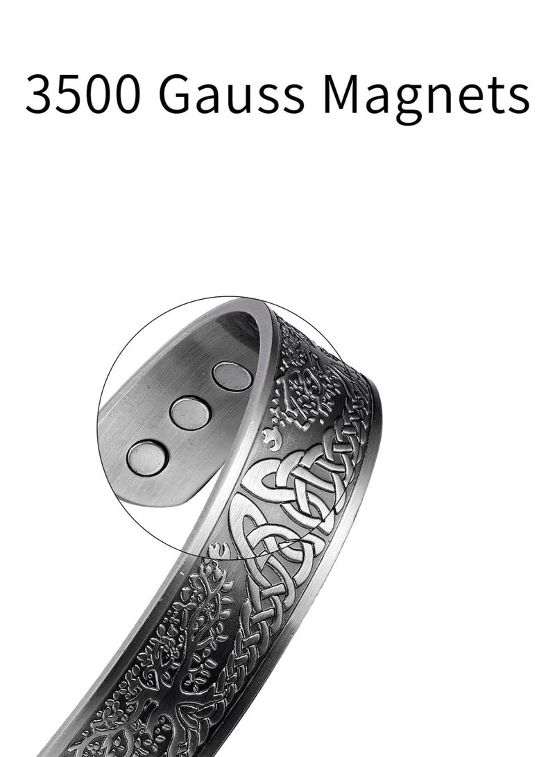 Bukela Copper Bracelet for Men Tree of Life Magnetic Therapy Viking Jewelry 7.5inches Adjustable - Image 4