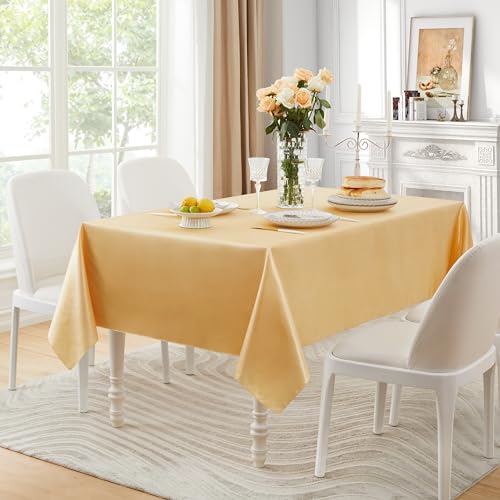 Counfeisly 1 Pack Square Satin Table Cover Silkly Soft Table Cloth, Satin Dining Table Cloths for Wedding Banquet Table Decoration, Dining Room, Indoor and Outdoor Use, 52 x 52 Inches, Gold - Image 5