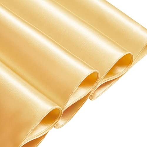 Counfeisly 1 Pack Square Satin Table Cover Silkly Soft Table Cloth, Satin Dining Table Cloths for Wedding Banquet Table Decoration, Dining Room, Indoor and Outdoor Use, 52 x 52 Inches, Gold - Image 2