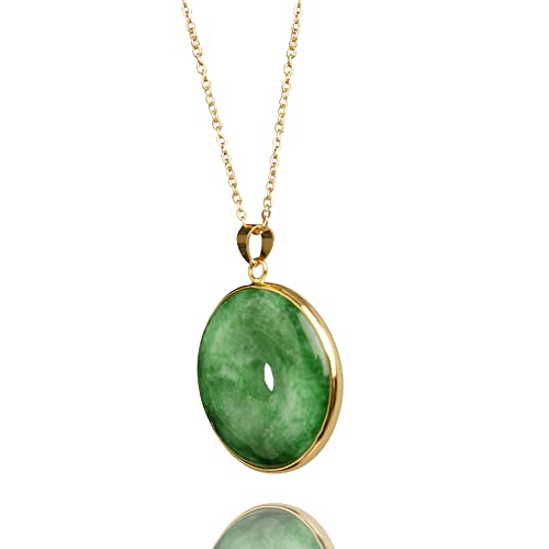Crystal Force Green Jade "Good Fortune" Pendant Necklace, Natural Jade Agate Crystal Healing Handmade Good Luck Gift Jewelry - Image 3