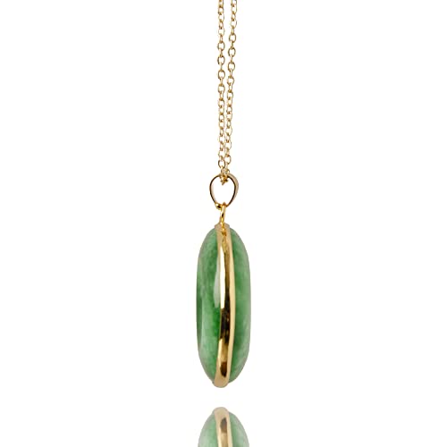 Crystal Force Green Jade "Good Fortune" Pendant Necklace, Natural Jade Agate Crystal Healing Handmade Good Luck Gift Jewelry - Image 2