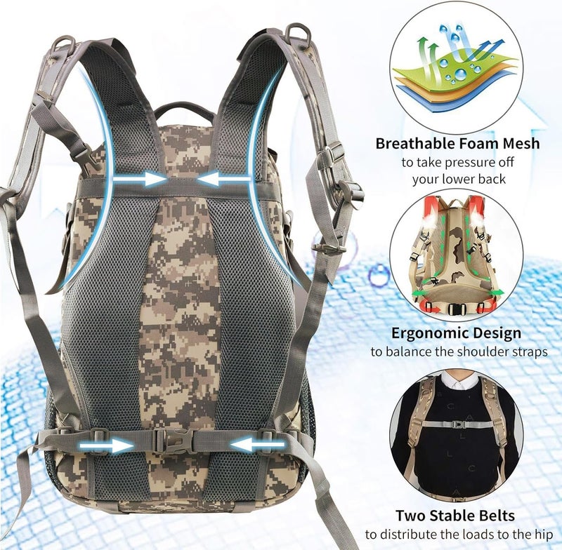 Jueachy Tactical Backpack for Men Hunting Backpack EDC Rucksack Military Hiking Camping Daypack with USA Flag Patch - Image 4
